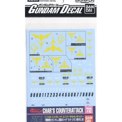 Bandai Hobby Gundam Decal GD-72 1/144 Neo Zeon Char's Counterattack Water Slide Decal