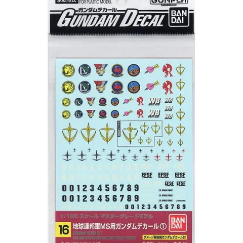 Bandai Hobby Gundam Decal GD-16 1/100 Scale Earth Federation Water Slide Decal