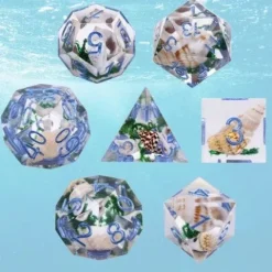 Galactic Acrylic Dice HD Sharp Edge Dice Sets - Echo of Seashell Set of 7 Dice