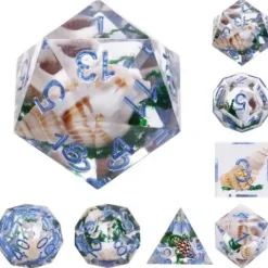 Galactic Acrylic Dice HD Sharp Edge Dice Sets - Echo of Seashell Set of 7 Dice