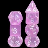 Galactic Dice Acrylic HD Dice Sets - Candy Luxury (Pink Sparkle & White) Set of 7 Dice