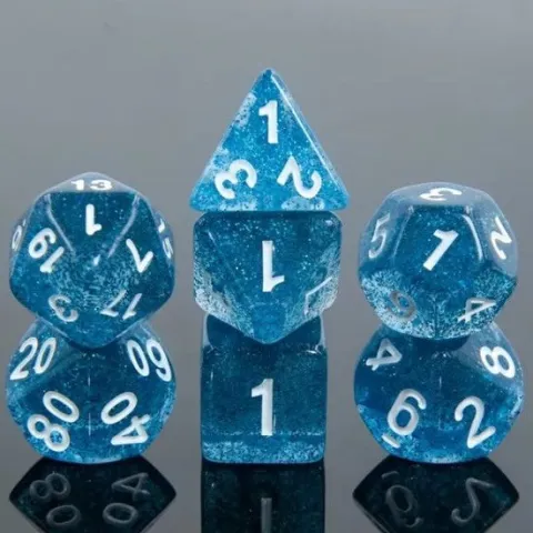 Galactic Dice Acrylic HD Dice Sets - Dodger Blue Set of 7 Dice