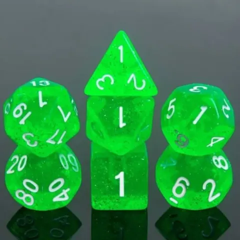 Galactic Dice Acrylic HD Dice Sets - Harlequin Green Set of 7 Dice