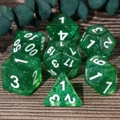 Galactic Dice Acrylic HD Dice Sets - Starry Lake (Green & White) Set of 7 Dice