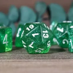 Galactic Dice Acrylic HD Dice Sets - Starry Lake (Green & White) Set of 7 Dice