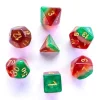Galactic Dice Premium Dice Sets - Watermelon Acrylic (Green, Red, & Gold) Set of 7 Dice