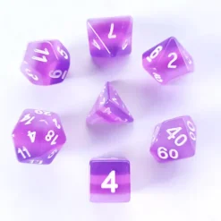 Galactic Dice Premium Dice Sets - Purple (Purple & White) Transparent Layer Acrylic Set of 7 Dice