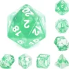 Galactic Dice Premium Dice Sets - Nebula Green (Green, Clear, & White) Acrylic Set of 7 Dice