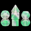 Galactic Dice Premium Dice Sets - Early Spring (Green, White, & Silver) Acrylic Set of 7 Dice