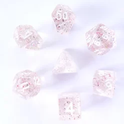 Galactic Dice Premium Dice Sets - Little Stars (Clear & White) Acrylic Set of 7 Dice