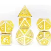 Galactic Dice Premium Dice Sets - Gold & Silver Metal Scales Set of 7 Dice with Tin
