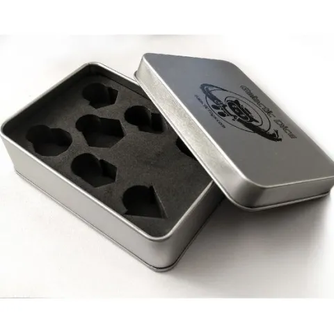 Galactic Dice Premium Dice Sets - Blue & Silver Metal Scales Set of 7 Dice with Tin