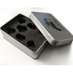 Galactic Dice Premium Dice Sets - Black & White Textured Metal Set of 7 Dice with Tin