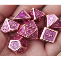 Galactic Dice Premium Dice Sets - Red & Copper Eye Set of 7 Metal Dice