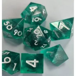 Galactic Dice Premium Dice Sets - Teal Liquid Core Sharp Resin Set of 7 Dice
