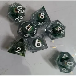 Galactic Dice Premium Dice Sets - Clear Hazel Moving Eyes Sharp Resin Set of 7 Dice