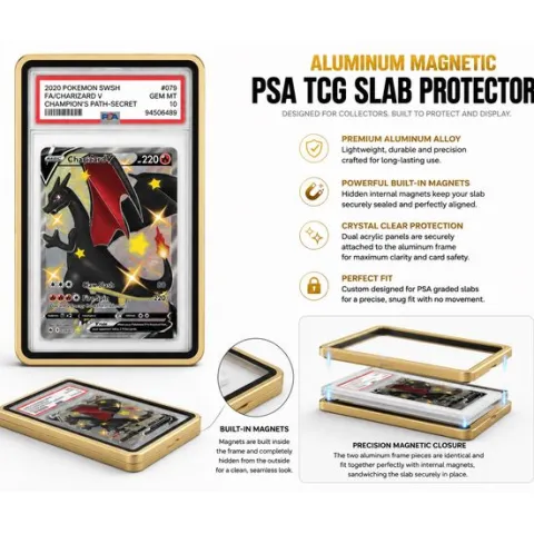 Galactic Toys Aluminum Magnetic TCG PSA Slab Protector - Gold