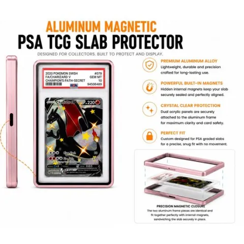 Galactic Toys Aluminum Magnetic TCG PSA Slab Protector - Pink