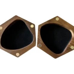 Galactic Toys Hexagonal Wooden Dice Tray - Black Walnut