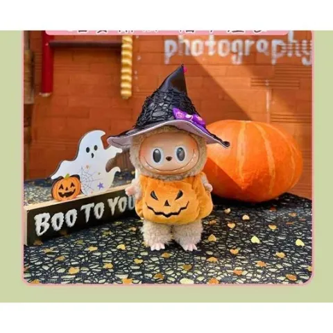 Labubu Boo To You! Halloween Outfit (Black/Orange) - Clothing for Labubu