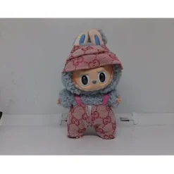 Labubu Designer Pink Overalls and Hat Outfit GC (Pink) - Clothing for Labubu