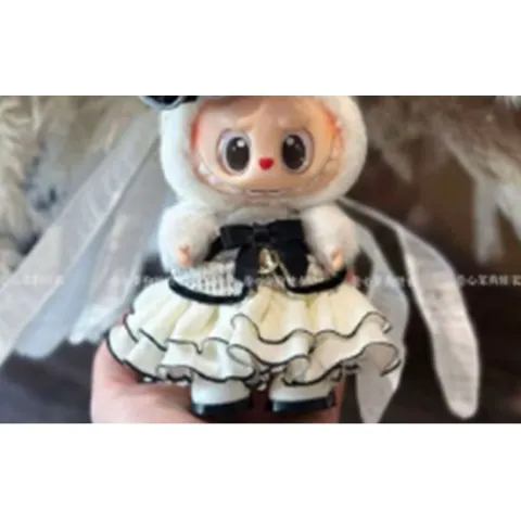 Labubu Elegant Party Outfit V2 No Hat (Black/White) - Clothing for Labubu