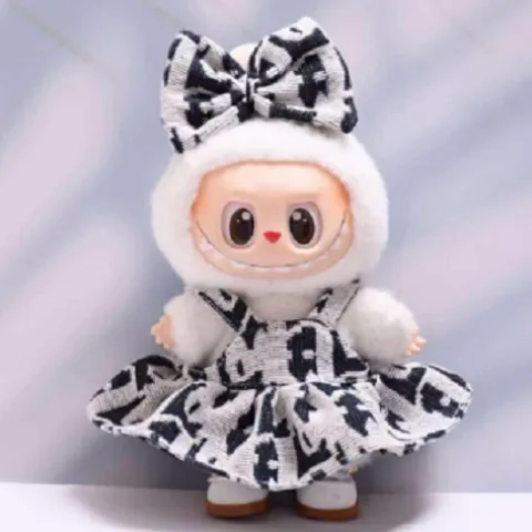 Labubu Outfit Black and White Dress and Bow V2 - Clothing for Labubu
