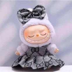 Labubu Outfit Black and White Dress and Bow - Clothing for Labubu