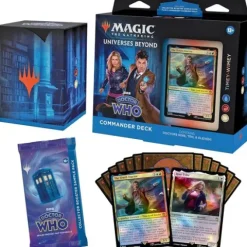 Magic The Gathering Doctor Who Commander Deck – Timey-Wimey (100-Card Deck, 2-Card Collector Booster Sample Pack + Accessories)