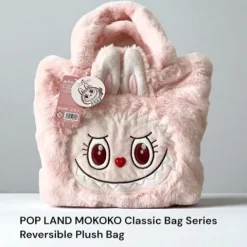 POP MART POP LAND MOKOKO Reversible Pink Sweetheart Series Plush Tote Bag Purse