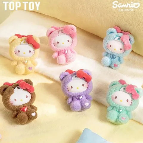 TOP TOY Sanrio Hello Kitty Teddy Pajamas Plush Keychain Blind Box